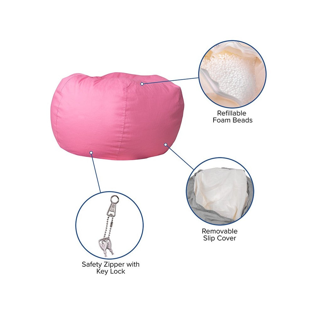 Oversized Solid Light Pink Bean Bag Chair for Kids and Adults