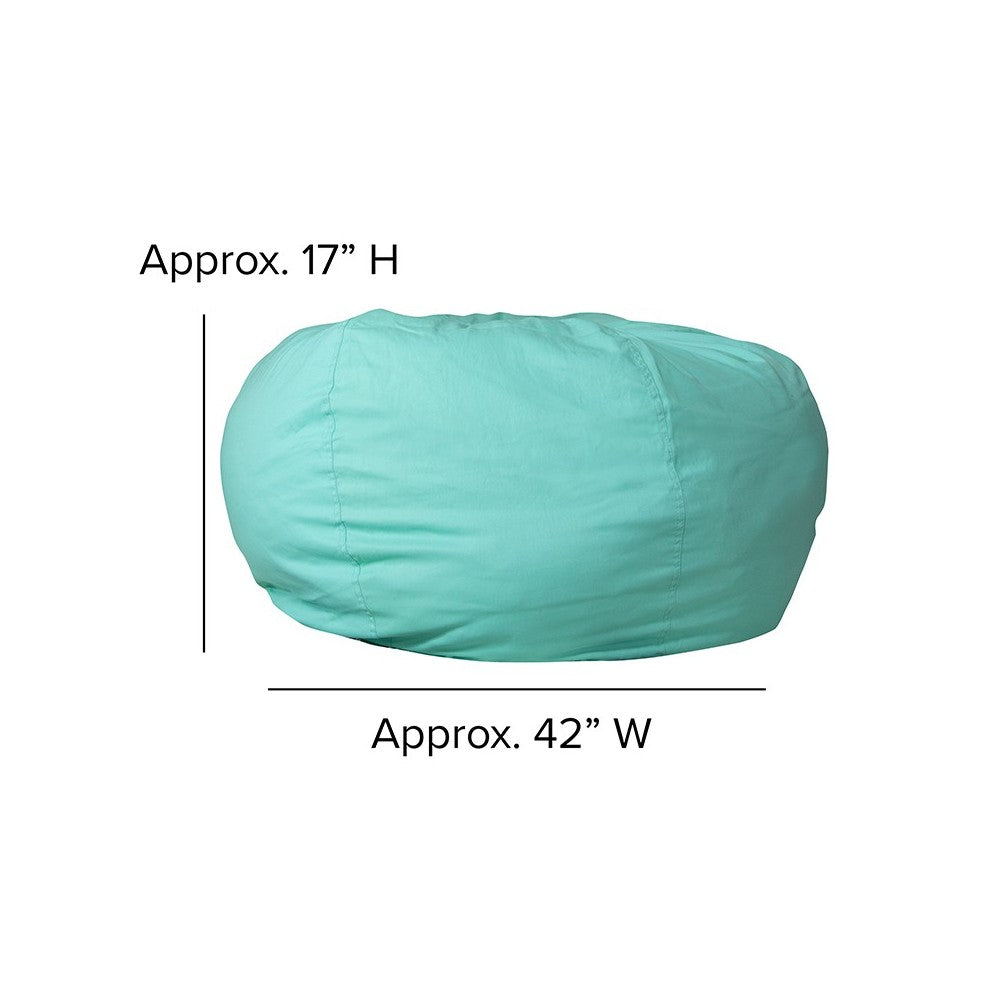 Oversized Solid Mint Green Bean Bag Chair for Kids and Adults
