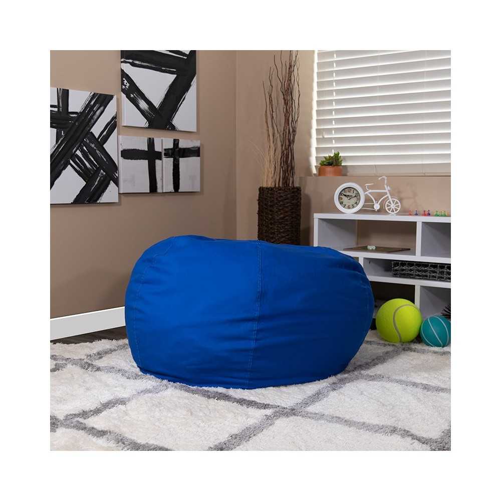 Oversized Solid Royal Blue Bean Bag Chair for Kids and Adults