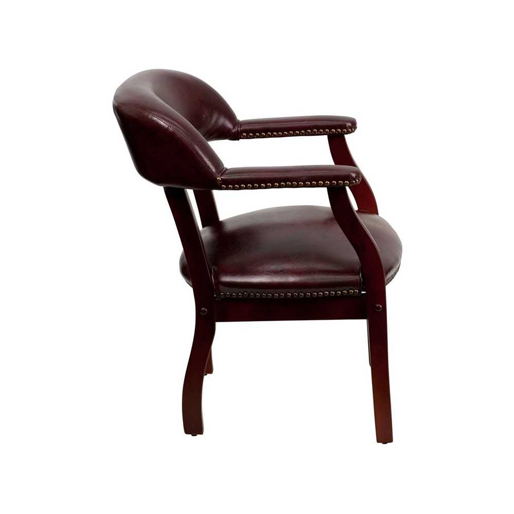 Oxblood Vinyl Luxurious Conference Chair with Accent Nail Trim