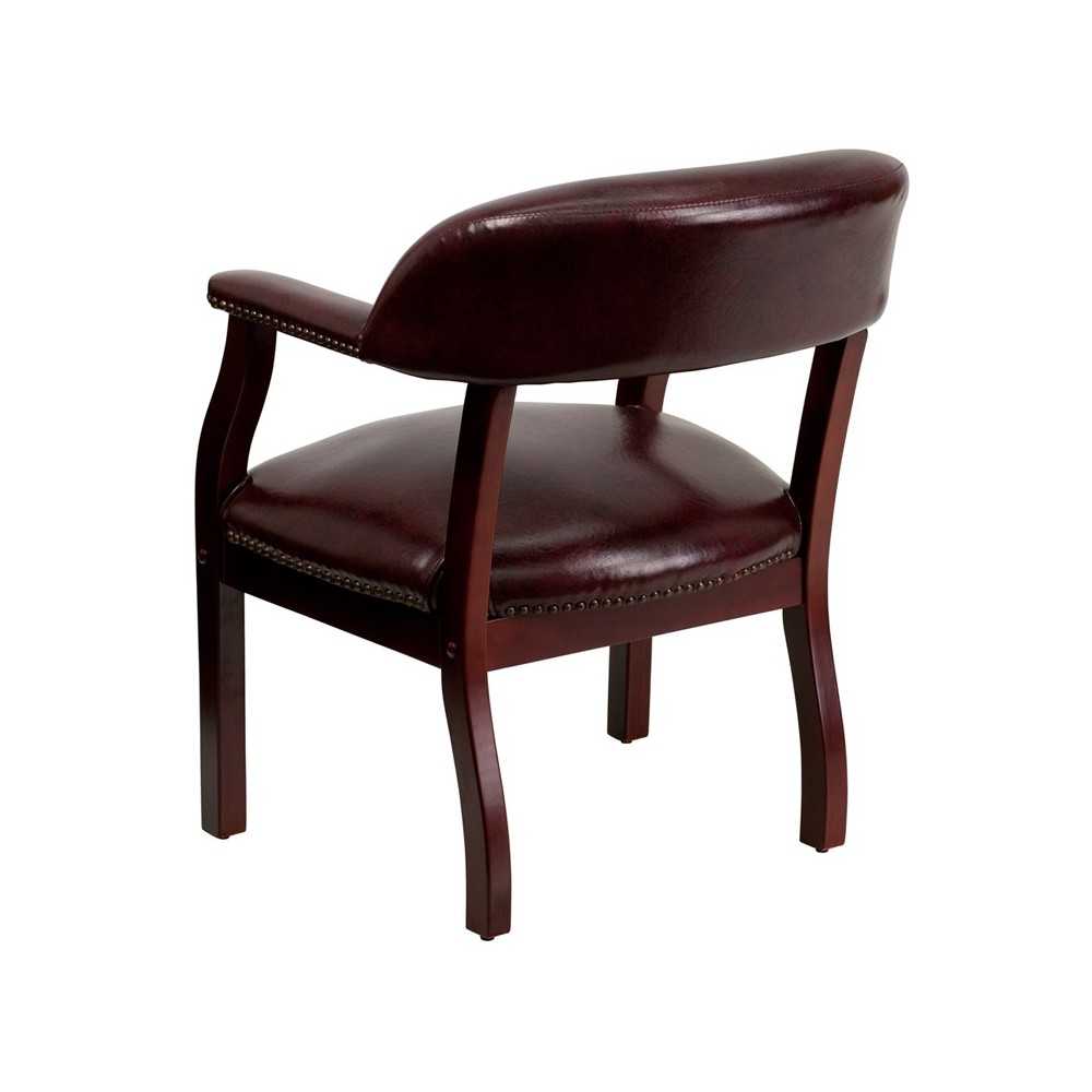 Oxblood Vinyl Luxurious Conference Chair with Accent Nail Trim