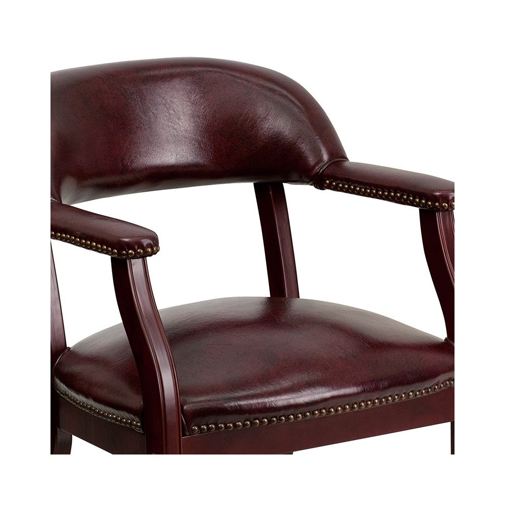 Oxblood Vinyl Luxurious Conference Chair with Accent Nail Trim