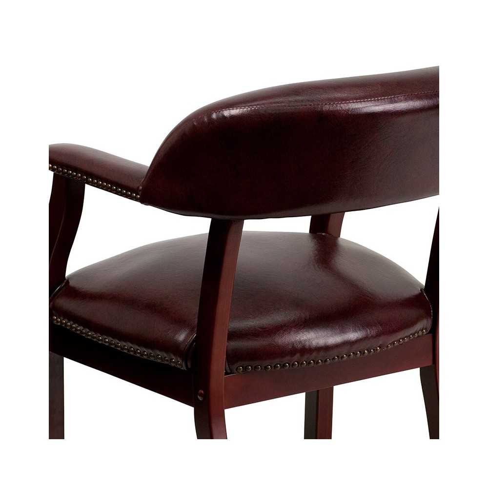 Oxblood Vinyl Luxurious Conference Chair with Accent Nail Trim