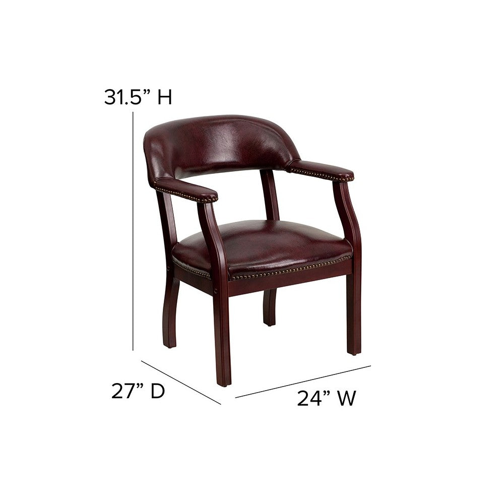 Oxblood Vinyl Luxurious Conference Chair with Accent Nail Trim
