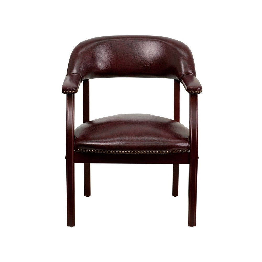 Oxblood Vinyl Luxurious Conference Chair with Accent Nail Trim