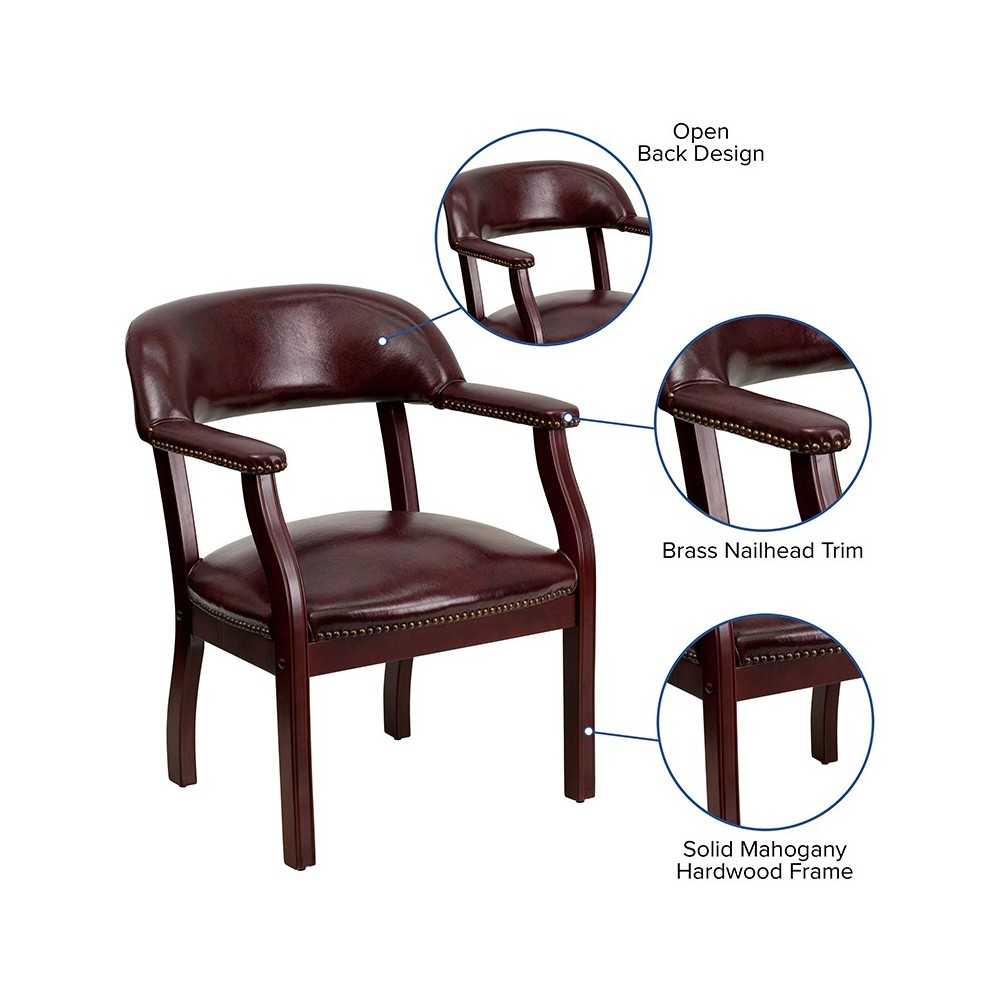 Oxblood Vinyl Luxurious Conference Chair with Accent Nail Trim