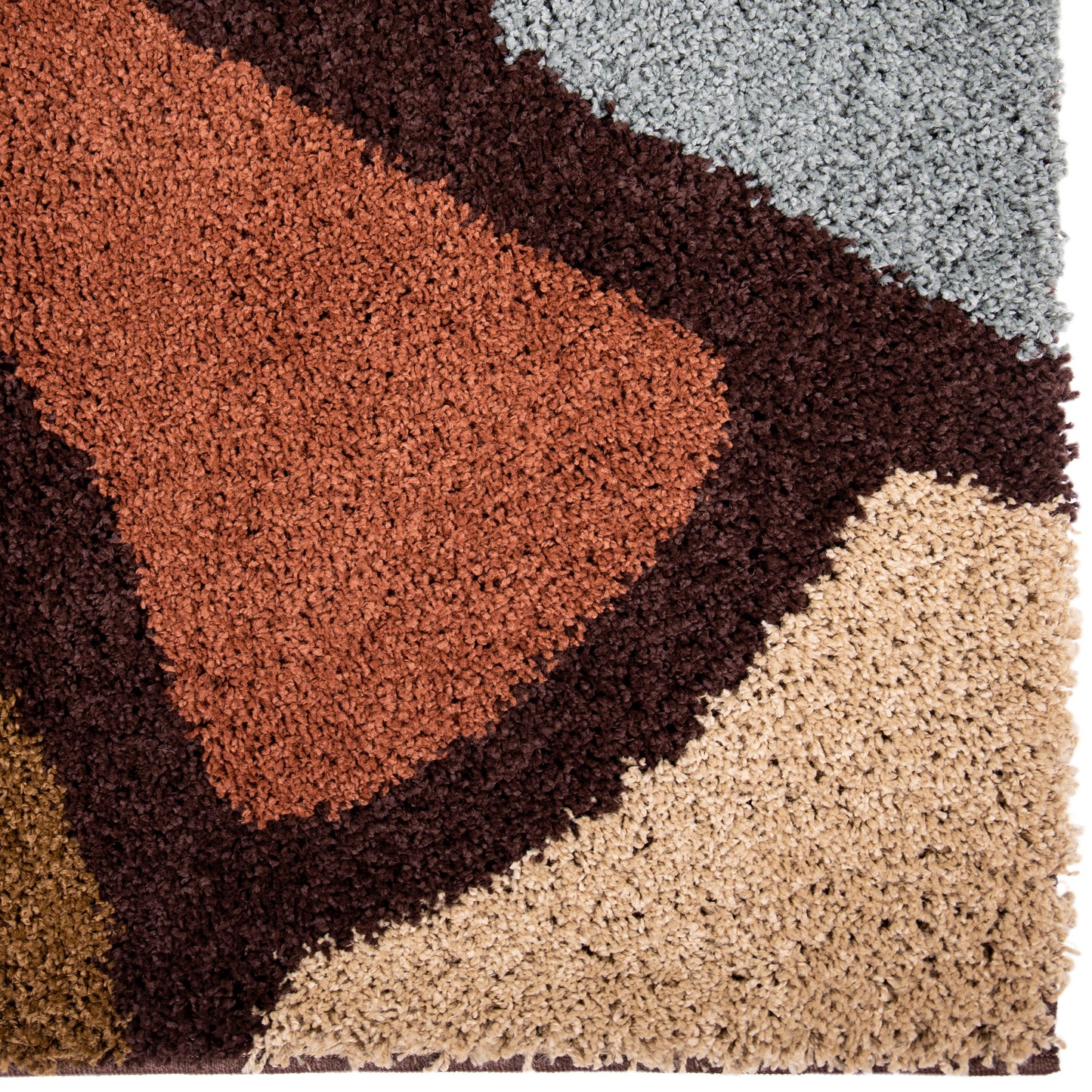 Orian Impressions Shag Circle Bloom Multi Brown 79"X116"
