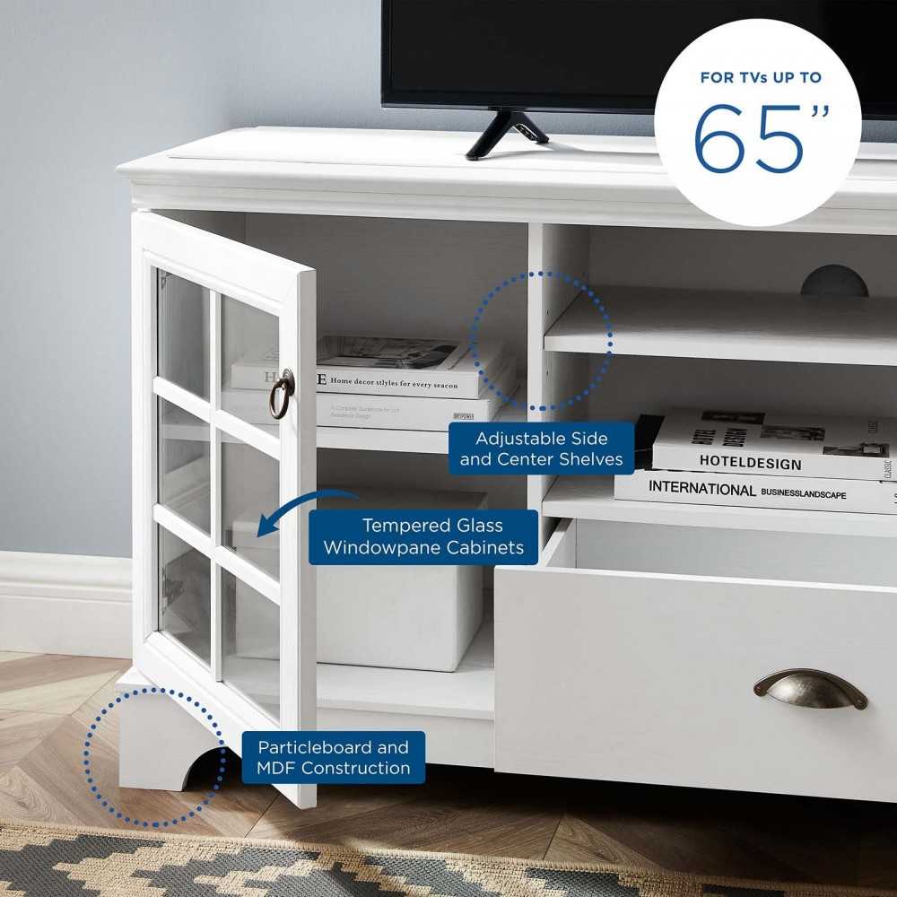Pacific 59" TV Stand, White