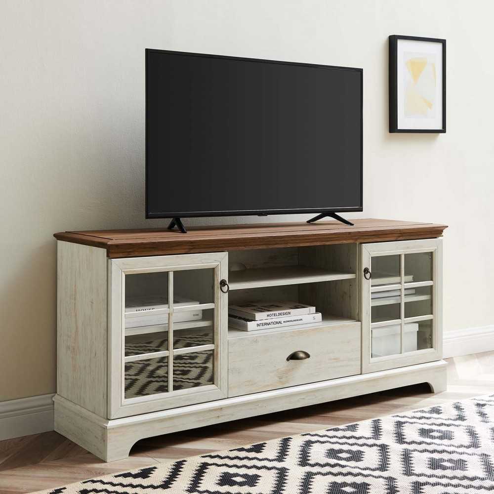 Pacific 59" TV Stand, Walnut White