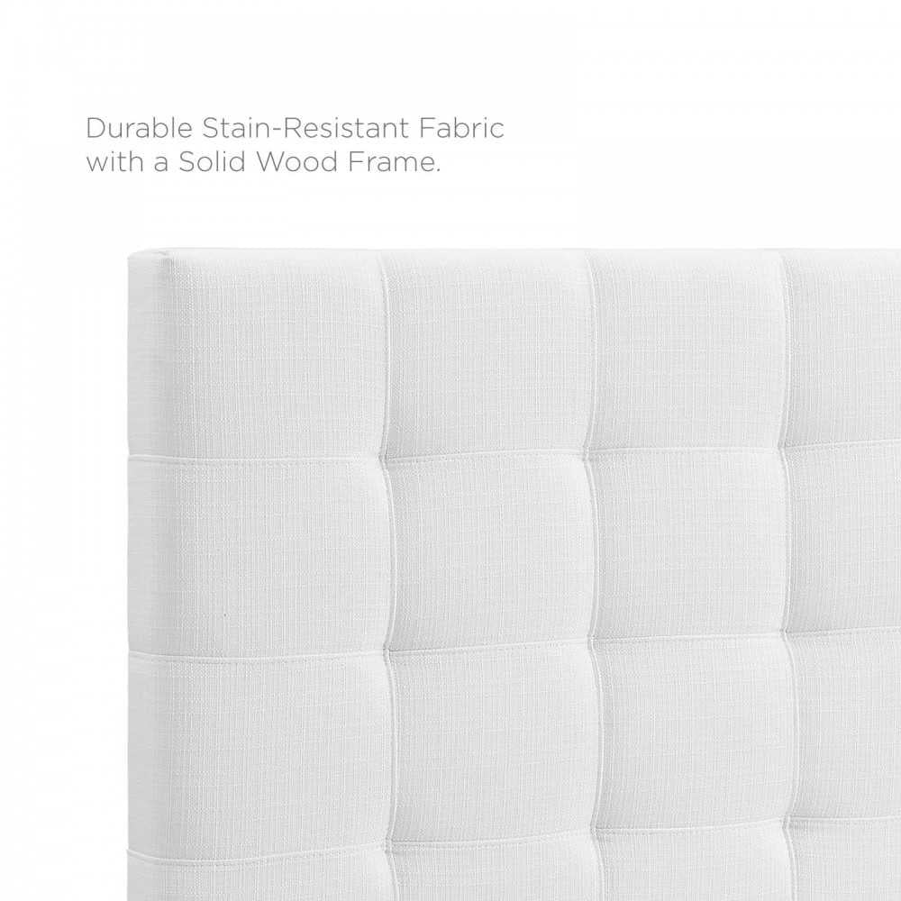 Paisley Tufted King and California King Upholstered Linen Fabric Headboard, White