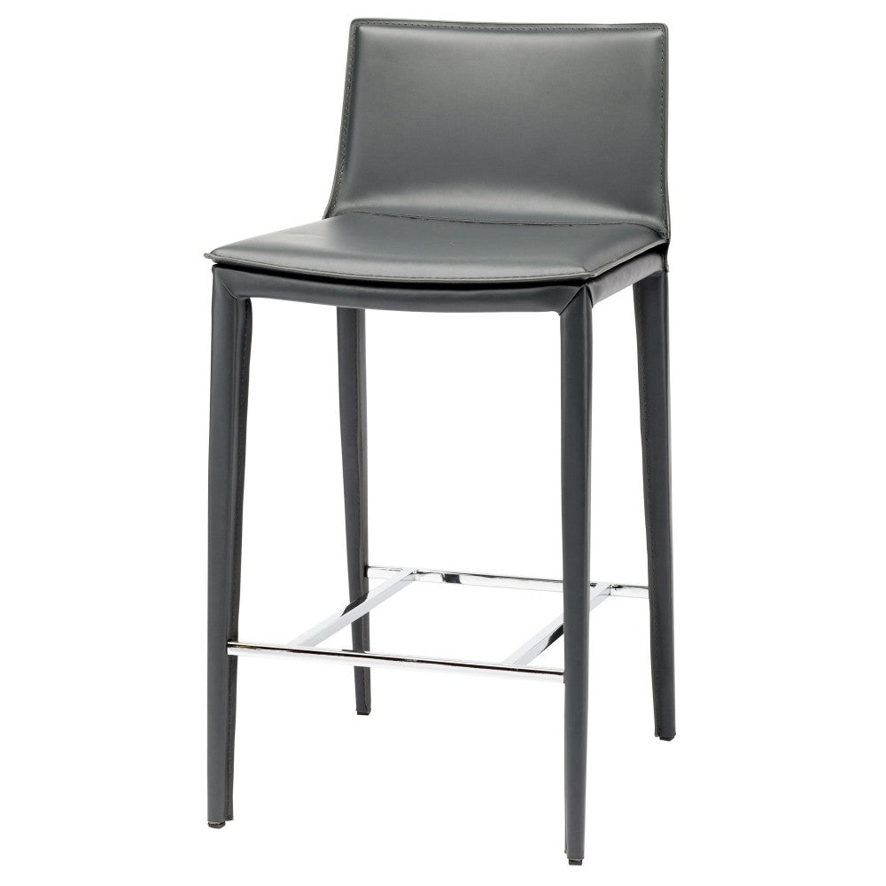 Palma Dark Gray Leather Counter Stool