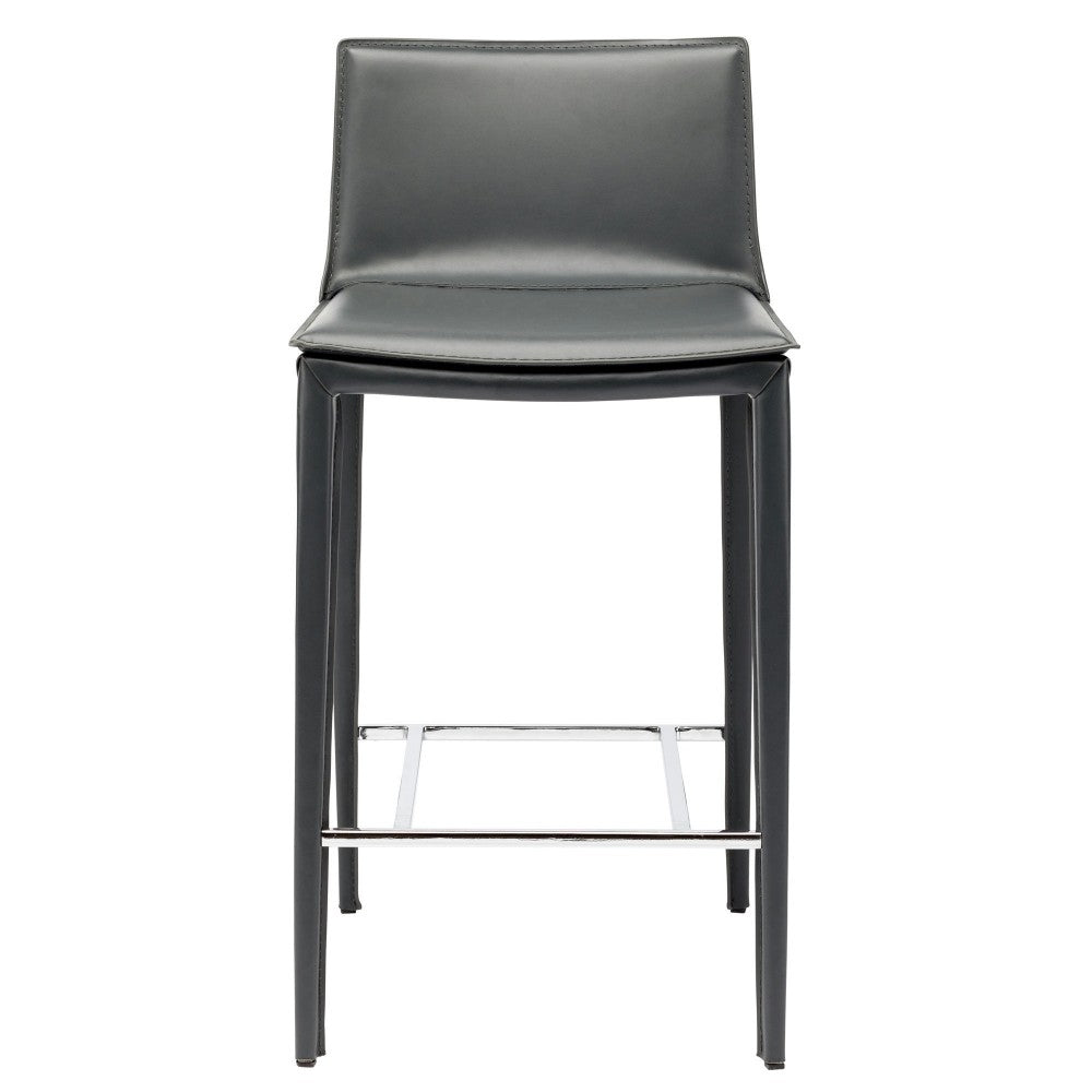 Palma Dark Gray Leather Counter Stool