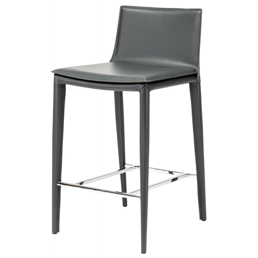 Palma Dark Gray Leather Counter Stool