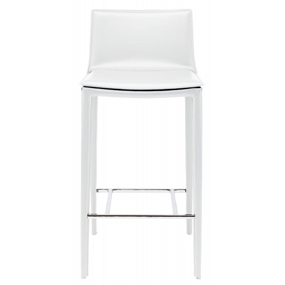 Palma White Leather Bar Stool