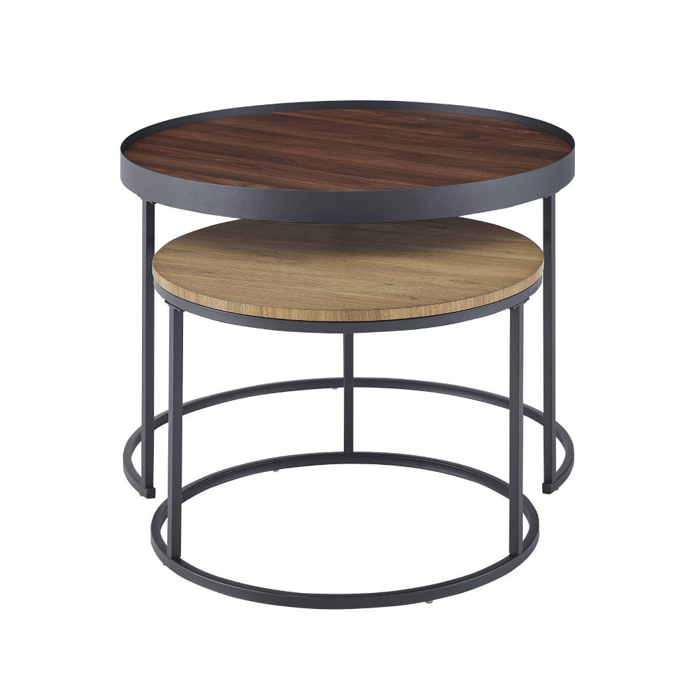 Pamela 30" Two-Tone Nesting Coffee Tables - Dark Walnut/English Oak