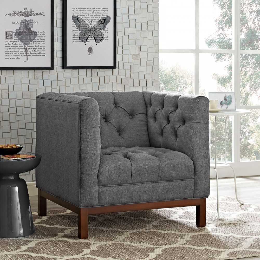 Panache Upholstered Fabric Armchair, Gray