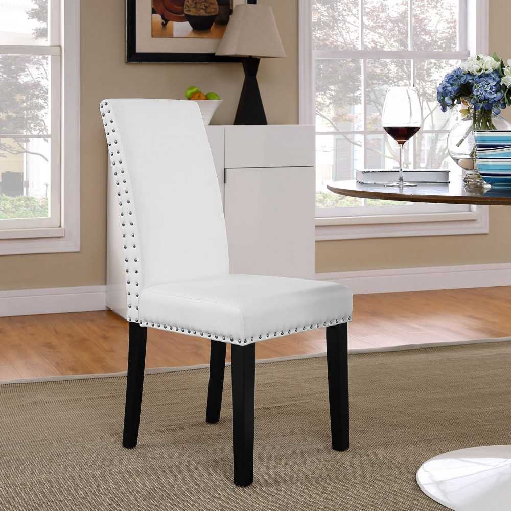 Parcel Dining Faux Leather Side Chair, White