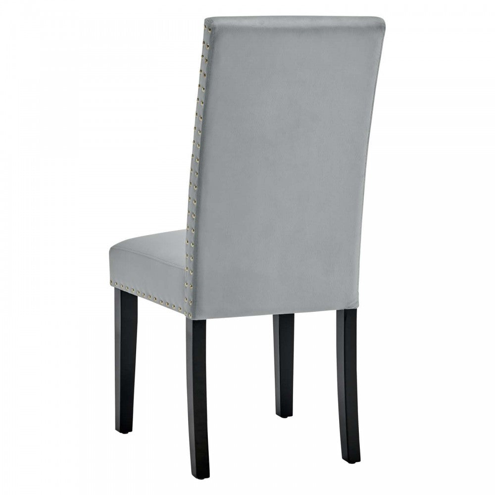 Parcel Performance Velvet Dining Side Chairs - Set of 2, Light Gray