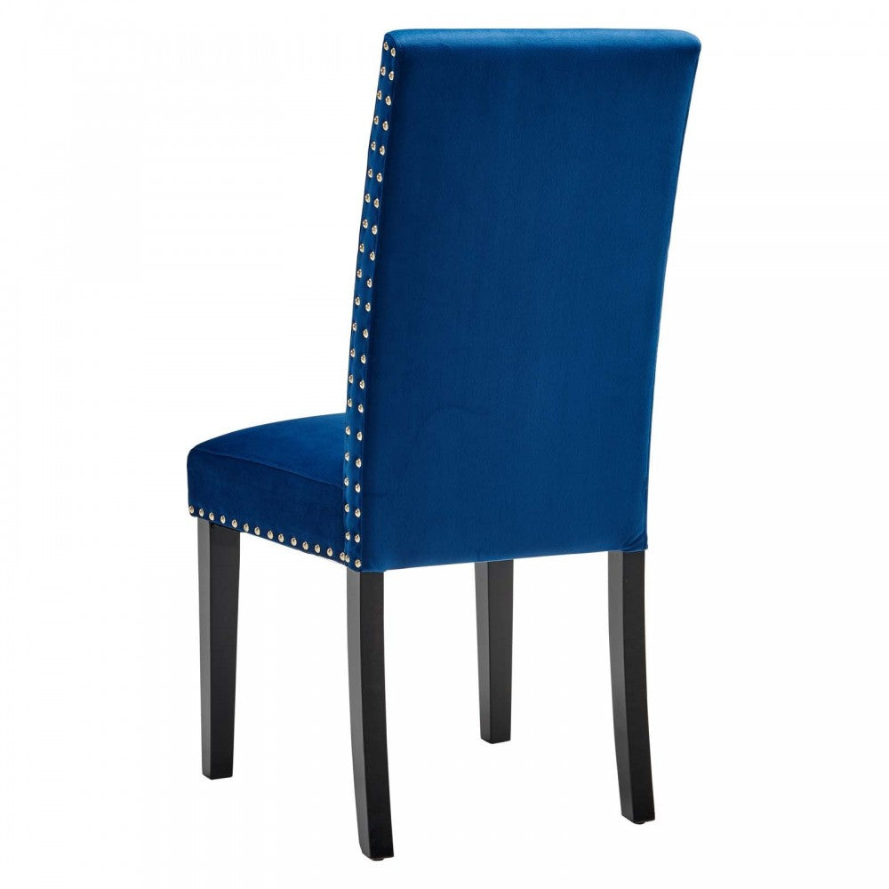 Parcel Performance Velvet Dining Side Chairs - Set of 2, Navy