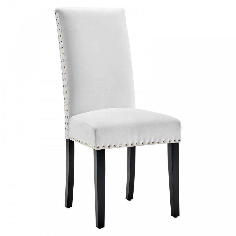 Parcel Performance Velvet Dining Side Chairs - Set of 2, White