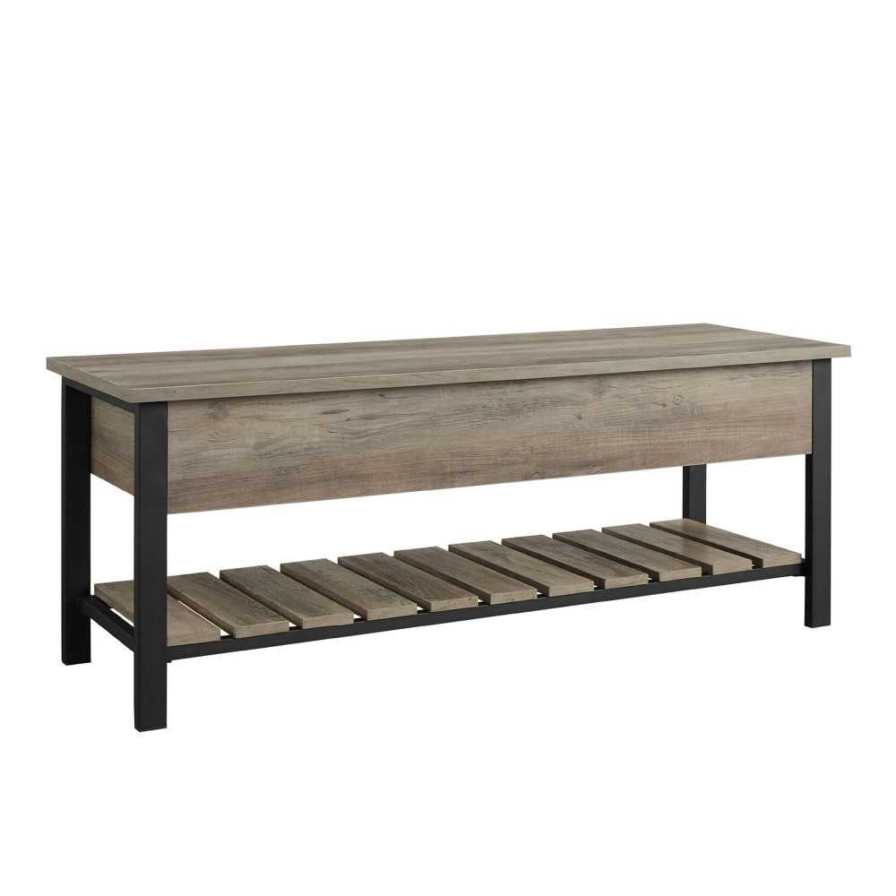Park City 48" Modern Farmhouse Storage Bench - Gray Wash
