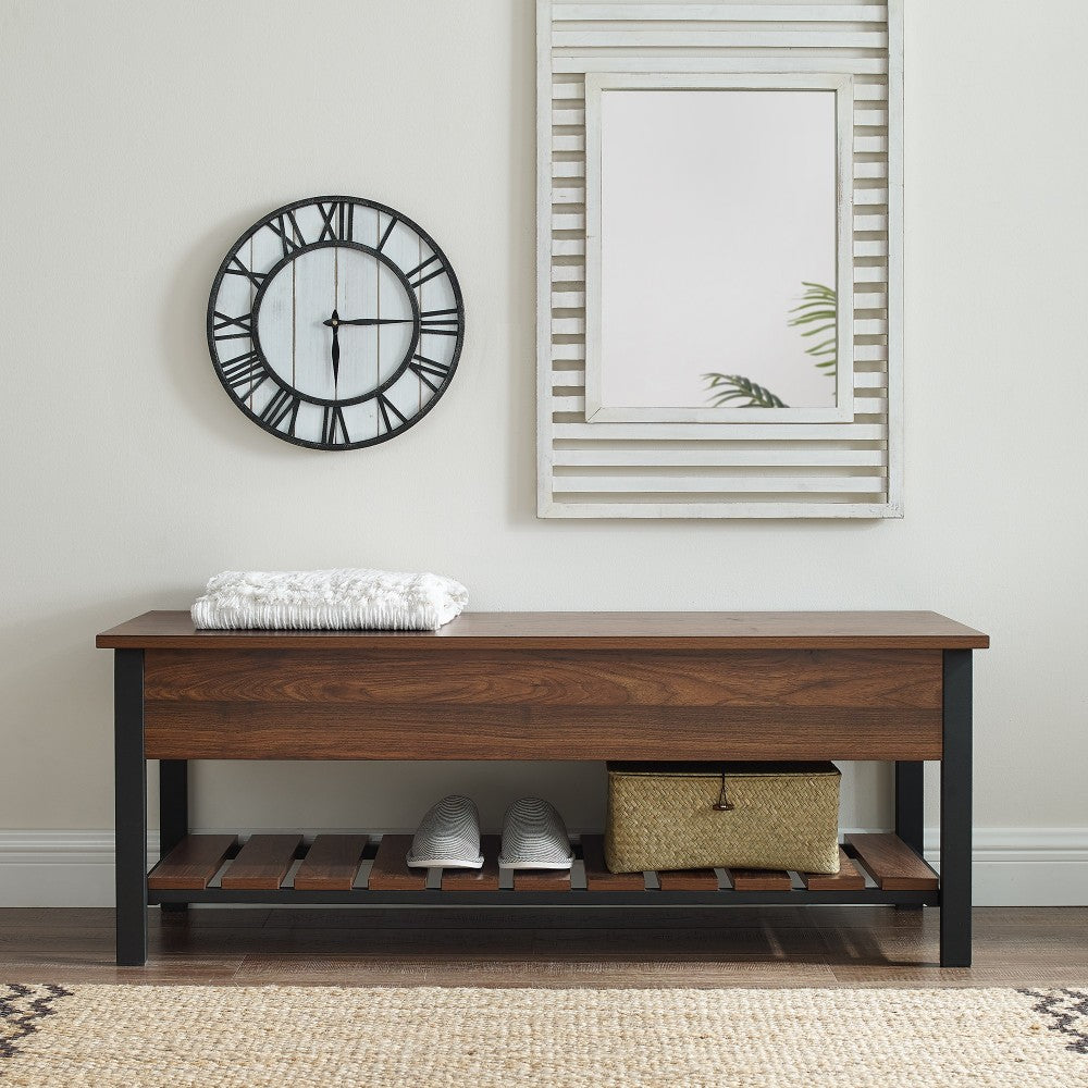 Park City 48" Modern Farmhouse Storage Bench - Dark Walnut