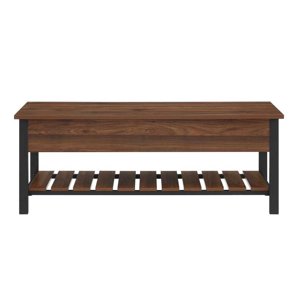 Park City 48" Modern Farmhouse Storage Bench - Dark Walnut