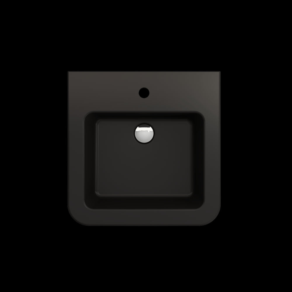 Parma Wall-Mounted Sink Fireclay 19.75 in. 1-Hole with Overflow in Matte Black
