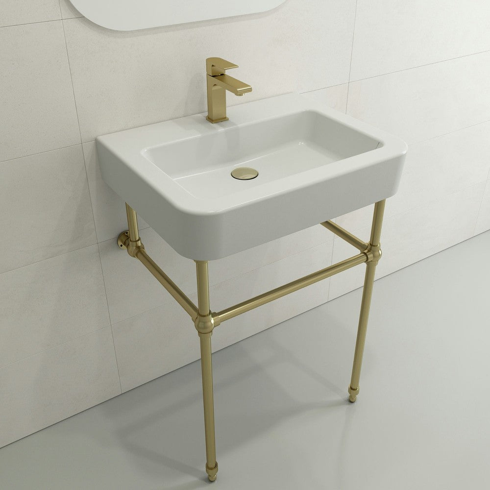 Parma Wall-Mounted Sink Fireclay 25.5 in. 1-Hole with Overflow in Matte White