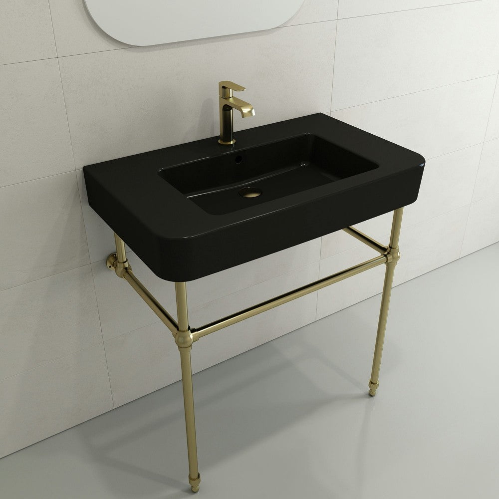 Parma Wall-Mounted Sink Fireclay 33.5 in. 1-Hole with Overflow in Matte Black