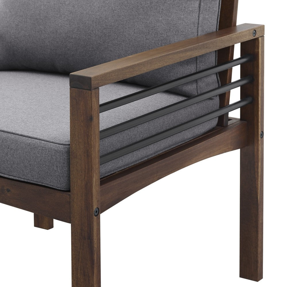 Pearson Modern Wood and Metal Outdoor Club Chair, Set of 2 - Gray/Dark Brown