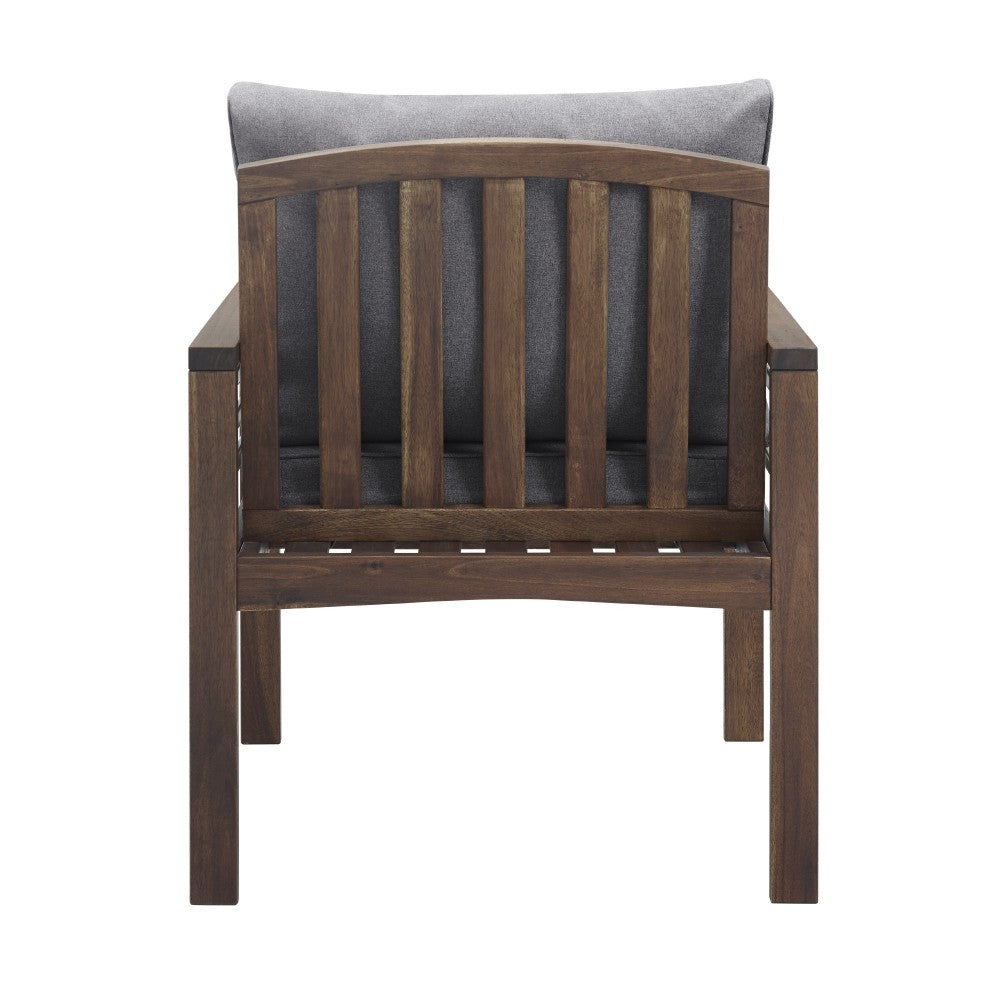 Pearson Modern Wood and Metal Outdoor Club Chair, Set of 2 - Gray/Dark Brown