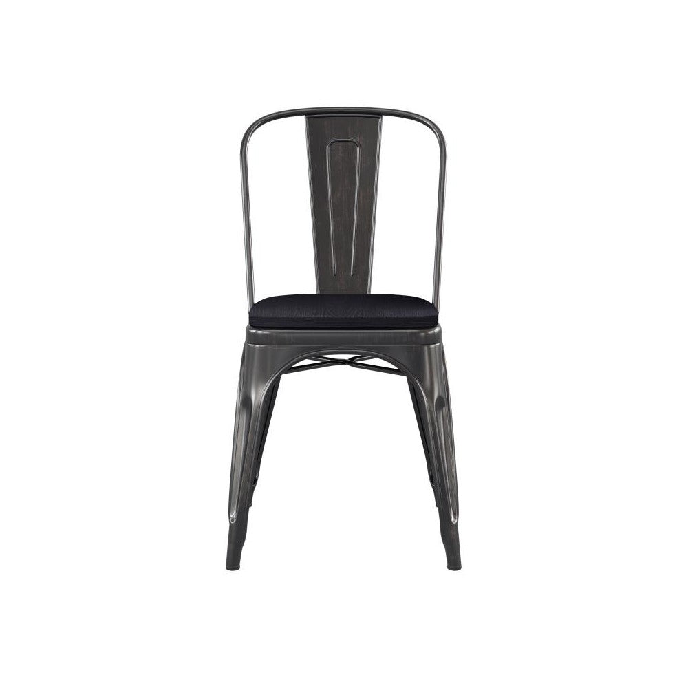 Perry Commercial Grade Black-Antique Gold Metal Chair-Black Seat