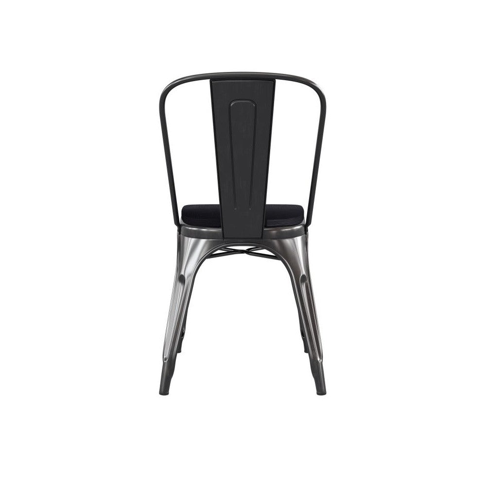 Perry Commercial Grade Black-Antique Gold Metal Chair-Black Seat