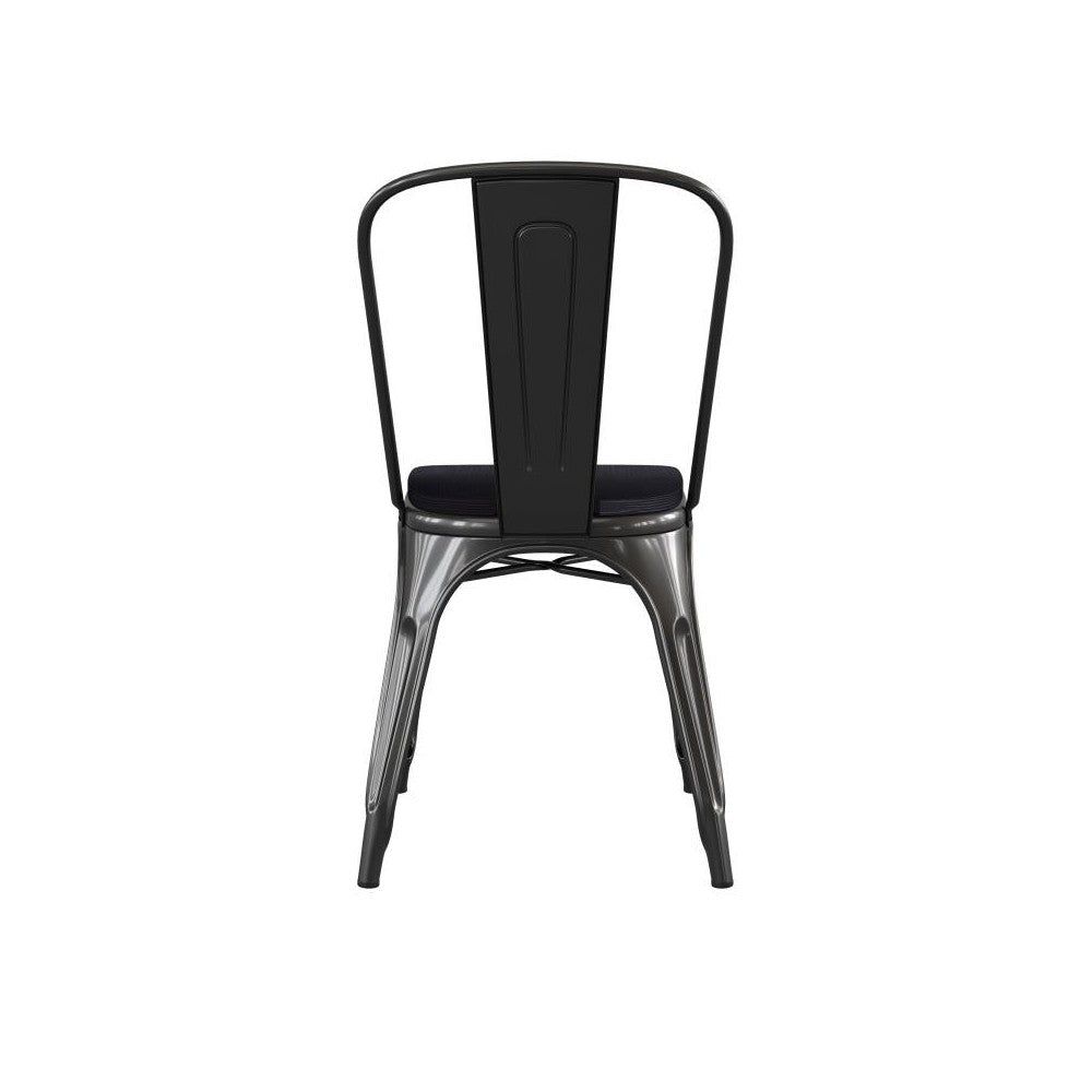Perry Commercial Grade Black Metal Chair-Black Seat
