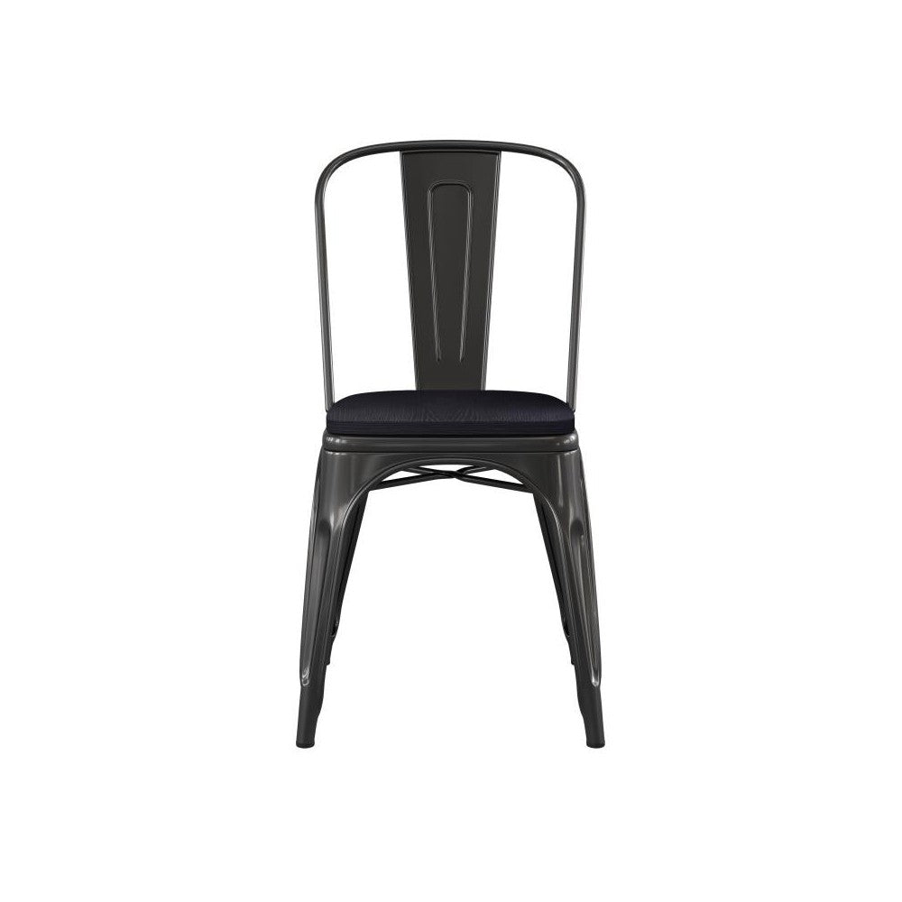 Perry Commercial Grade Black Metal Chair-Black Seat