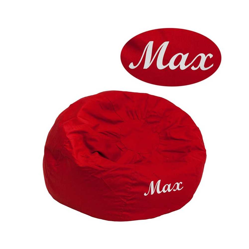 Personalized Small Solid Red Bean Bag Chair for Kids and Teens