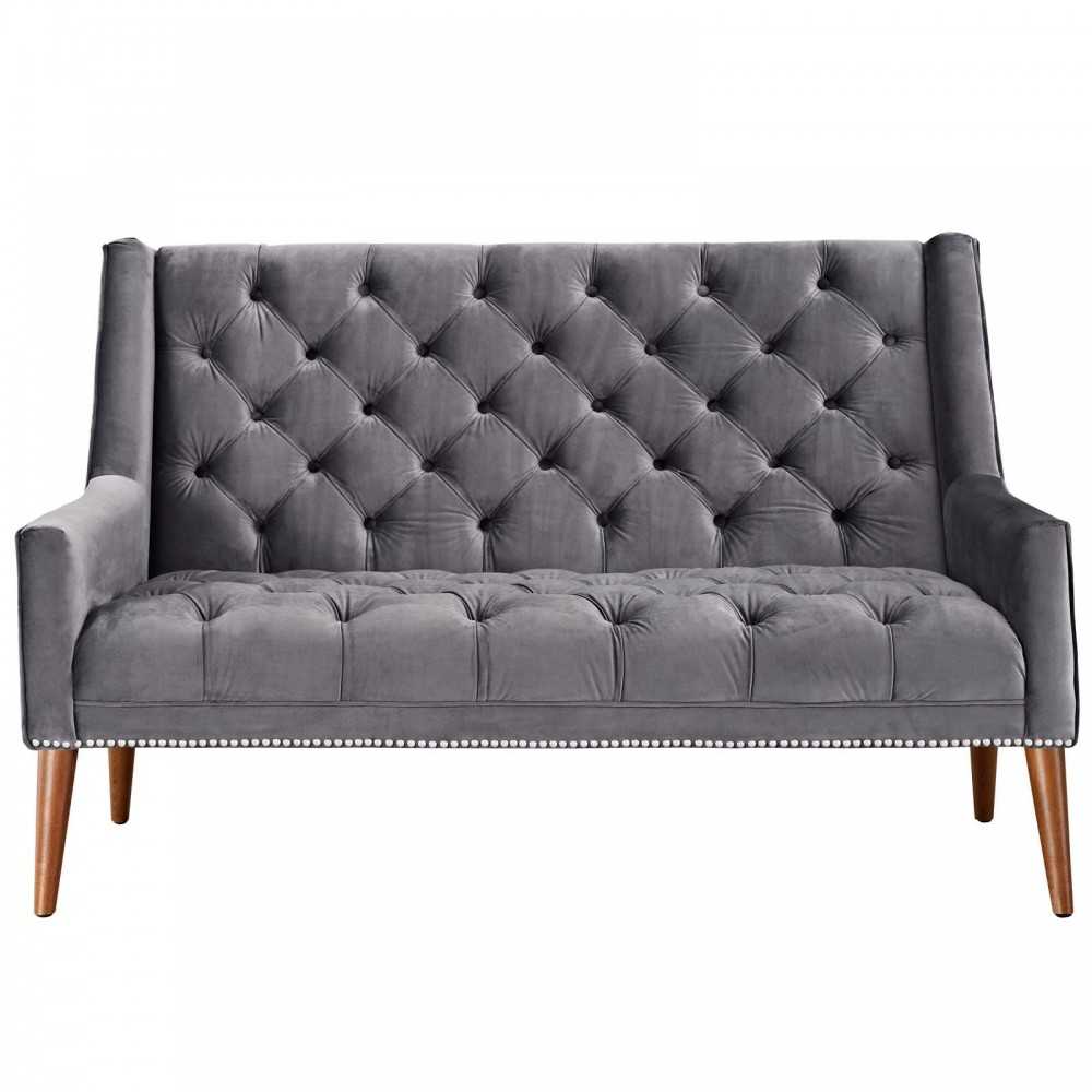 Peruse Performance Velvet Loveseat, Gray