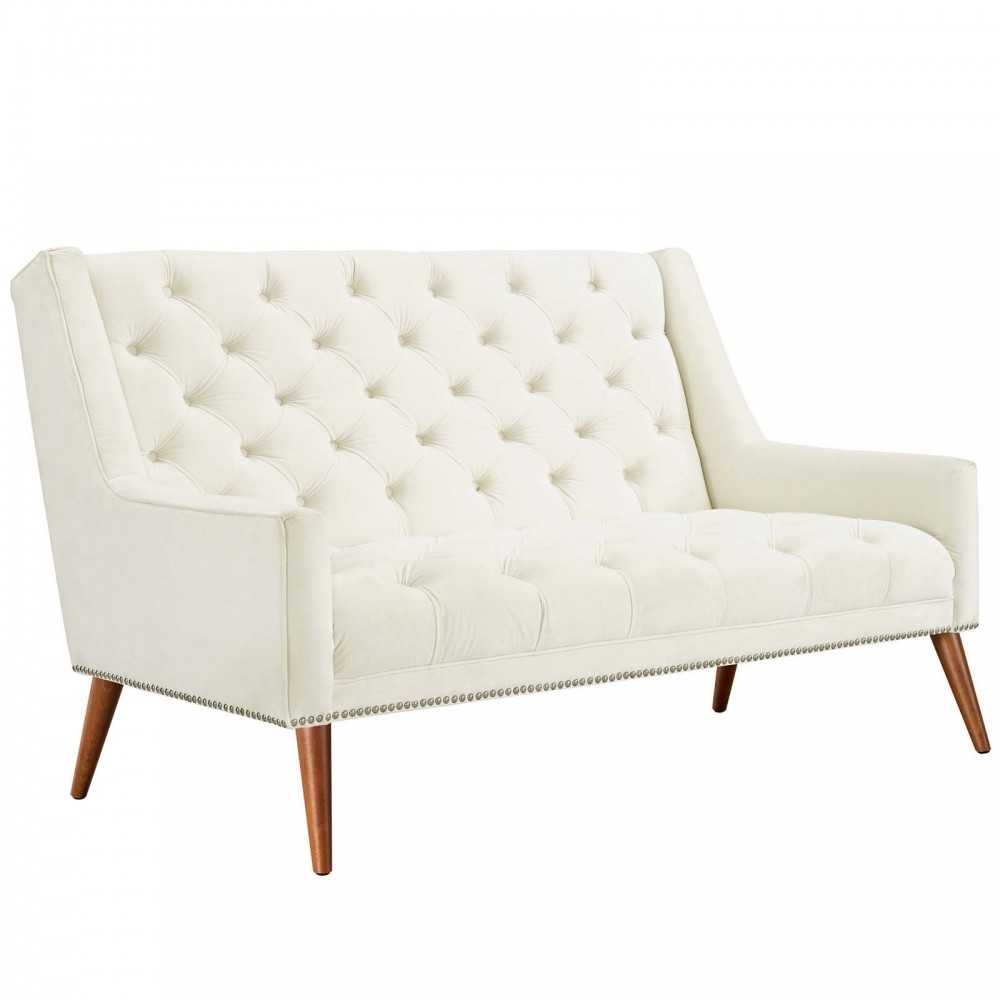 Peruse Performance Velvet Loveseat, Ivory