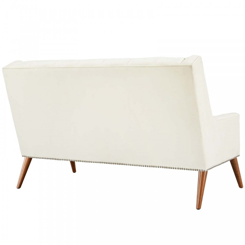 Peruse Performance Velvet Loveseat, Ivory