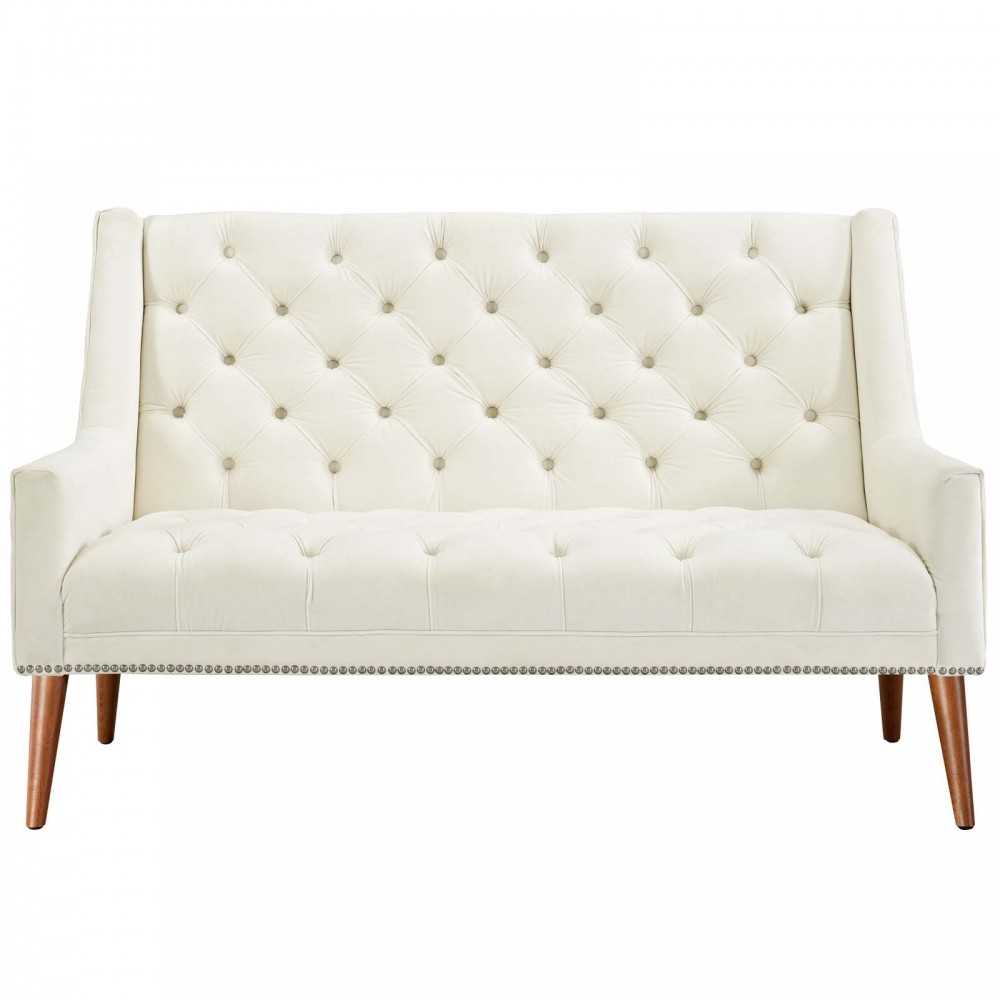 Peruse Performance Velvet Loveseat, Ivory