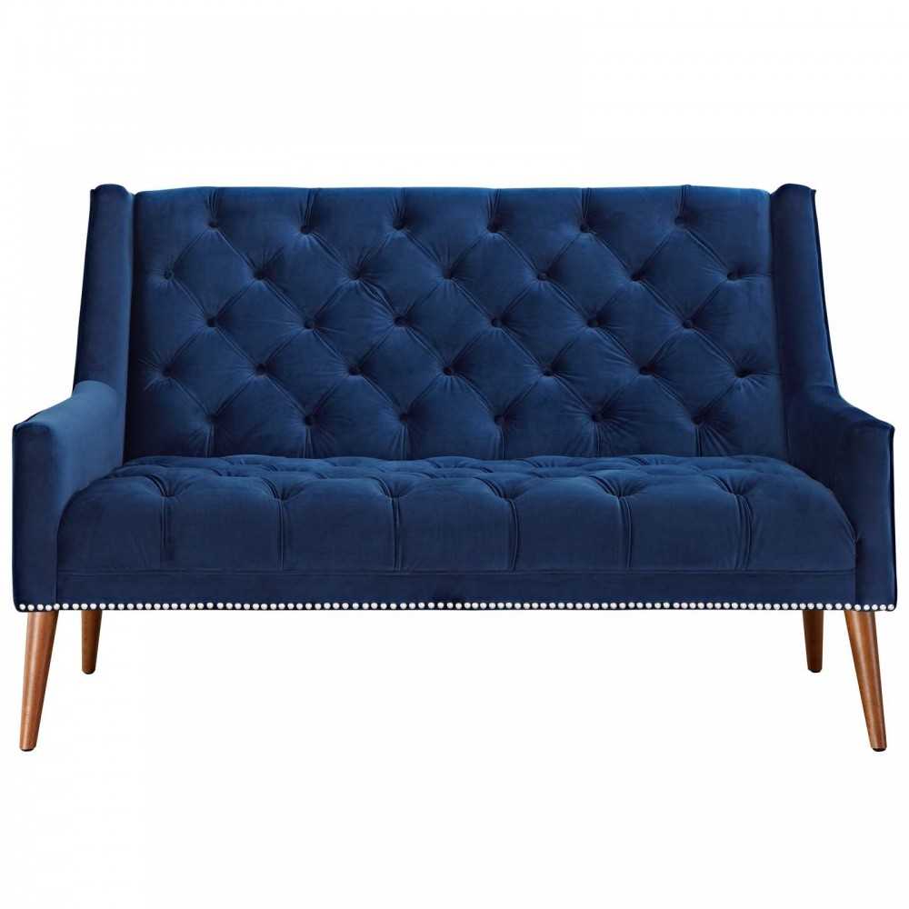 Peruse Performance Velvet Loveseat, Navy
