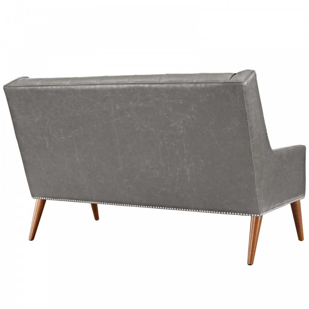 Peruse Upholstered Vinyl Loveseat, Gray