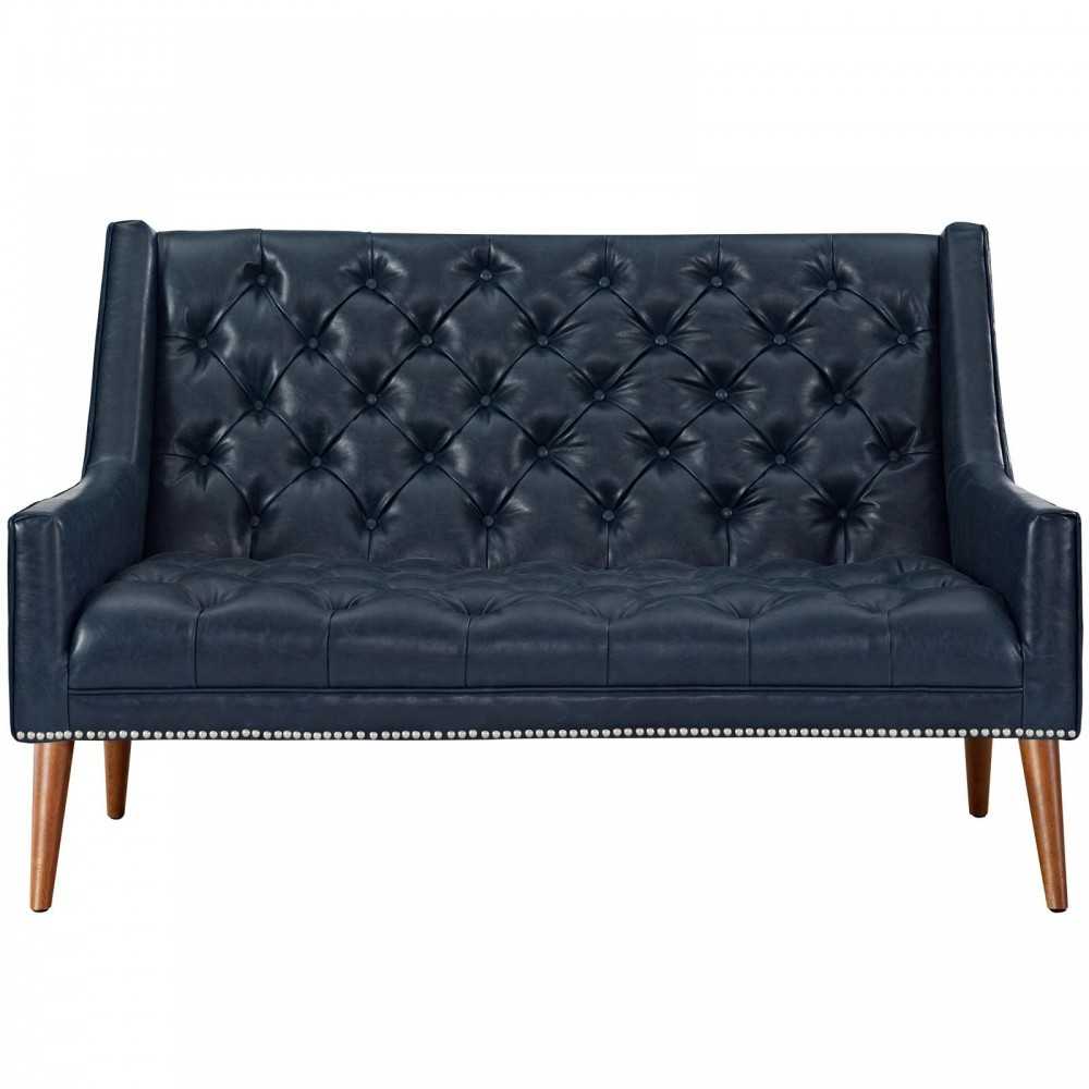 Peruse Upholstered Vinyl Loveseat, Blue