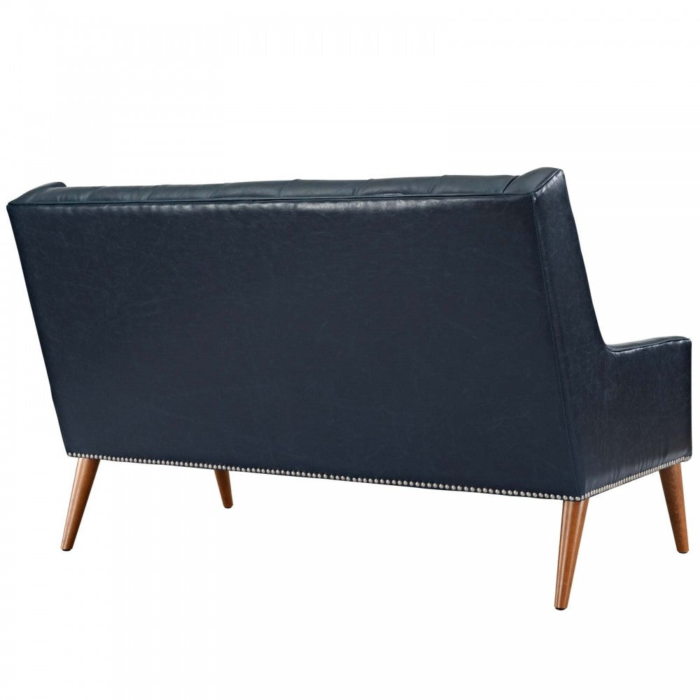 Peruse Upholstered Vinyl Loveseat, Blue