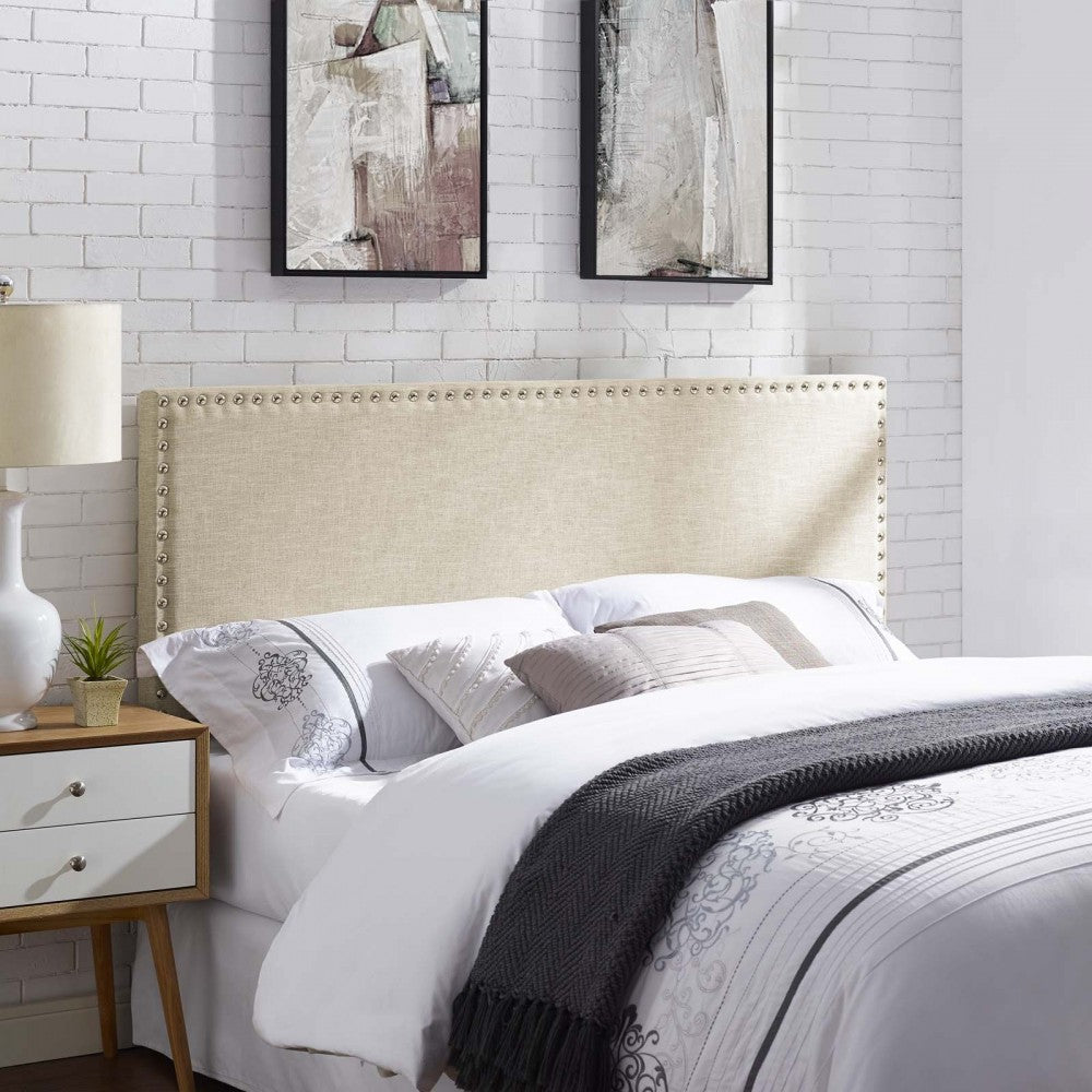 Phoebe Full Upholstered Fabric Headboard, Beige