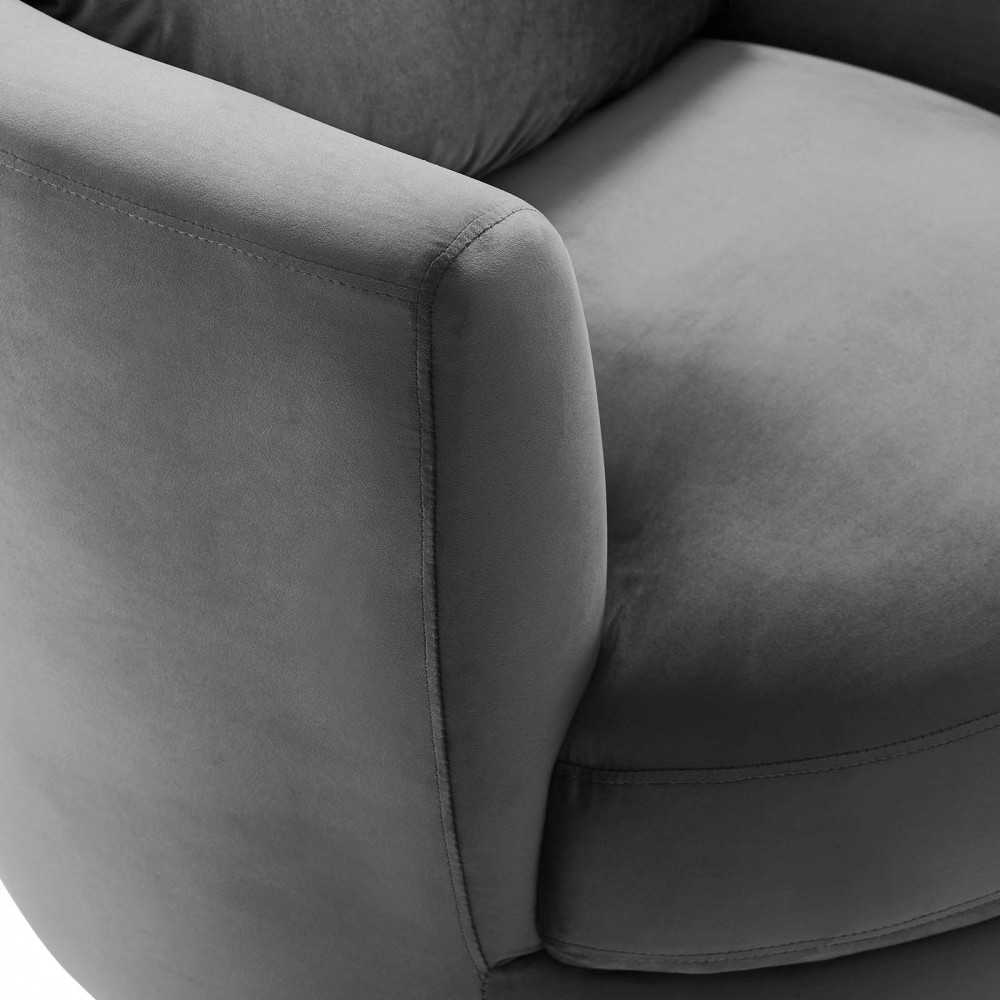 Pirouette Performance Velvet Swivel Armchair, Gray