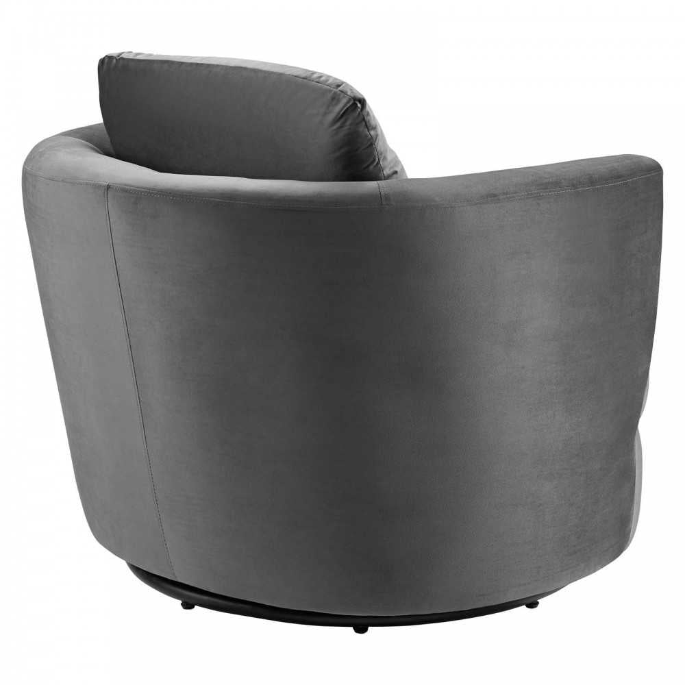 Pirouette Performance Velvet Swivel Armchair, Gray