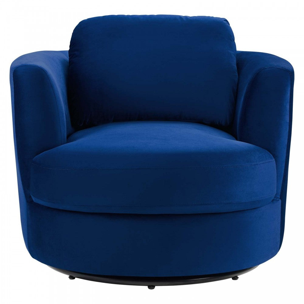 Pirouette Performance Velvet Swivel Armchair, Navy