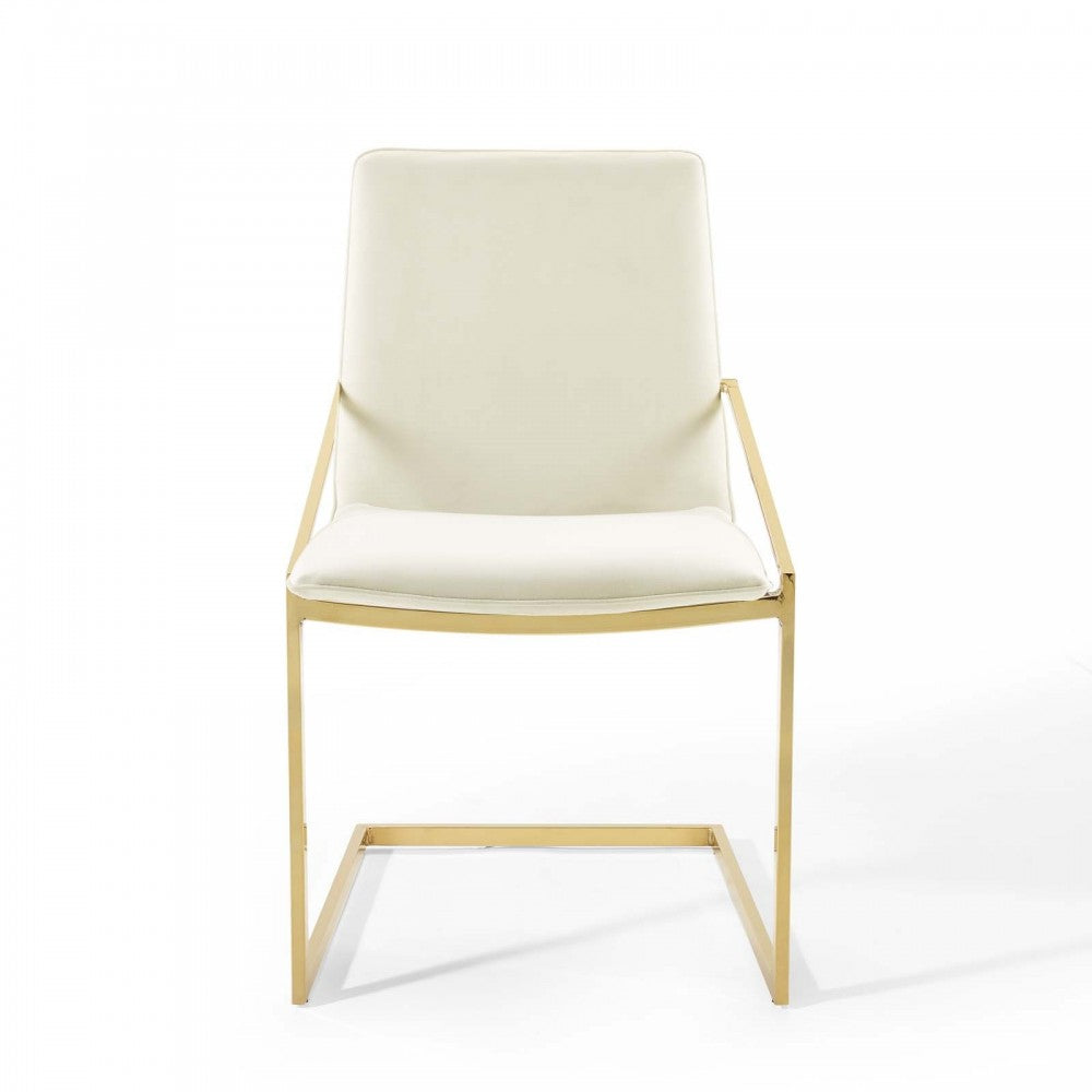 Pitch Dining Armchair Performance Velvet Set of 2, Gold Ivory